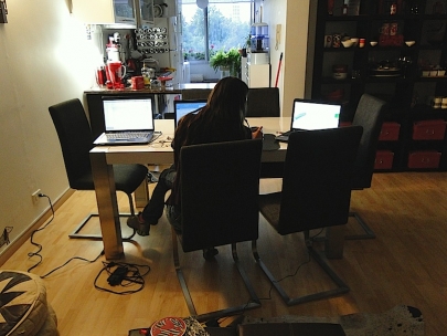 Silvina and her three laptops