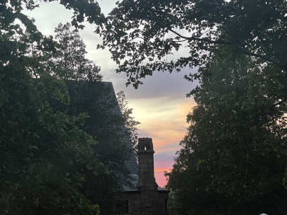 sunset on campus